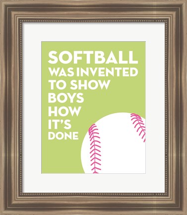 Framed Softball Quote - White on Lime Print