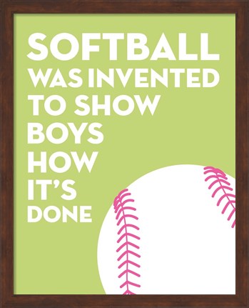 Framed Softball Quote - White on Lime Print