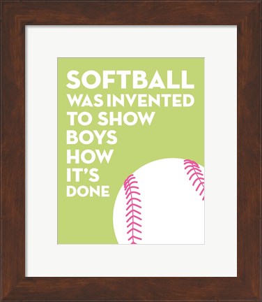 Framed Softball Quote - White on Lime Print