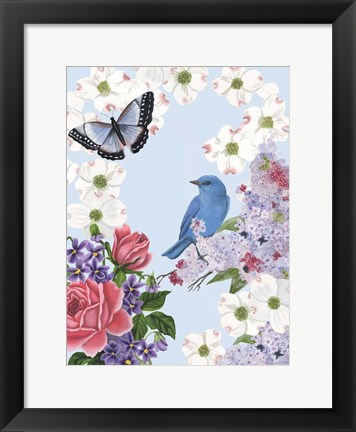 Framed Bird Garden I Print