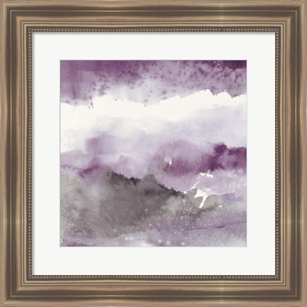 Framed Midnight at the Lake III Amethyst and Grey Print