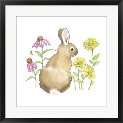 Framed Wildflower Bunnies I Sq Print