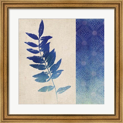 Framed Indigo Leaves IV Print