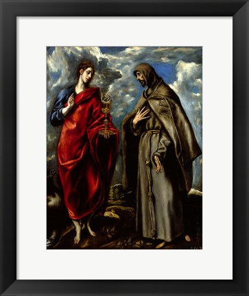 Framed Saint John the Baptist and Saint Saints John and Francis of Assisi c. 1600 Print