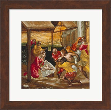 Framed Adoration of the Shepherds (manger scene) Print