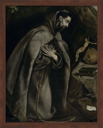 Framed Saint Francis in Prayer Before a Crucifix, c. 1590 Print