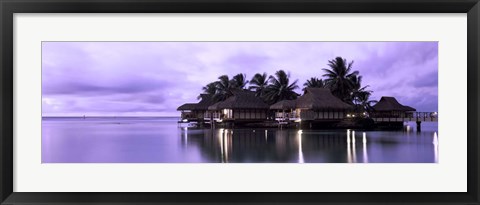 Framed Resort at Dusk, Tahiti, French Polynesia Print