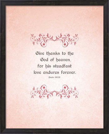 Framed Psalm 136:26, Give Thanks (Peach) Print