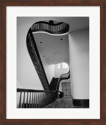 Framed INTERIOR, TRANSVERSE HALL WITH DOUBLE STAIRWAY - City Court House, Court Street and Monument Terrace, Lynchburg Print