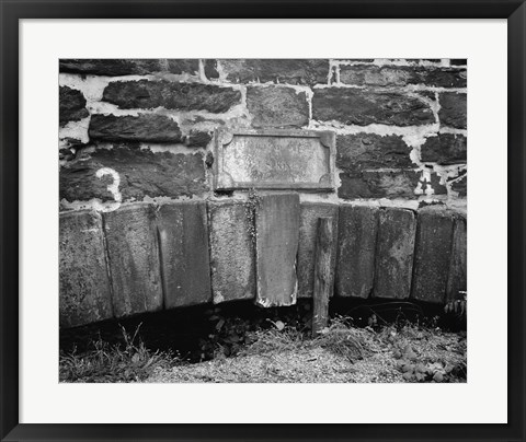 Framed HORIZONTAL VIEW SHOWING KEYSTONE OF ARCH AND INSCRIBED STONE ABOVE - James River and Kanawha Canal Bridge, Ninth Street between Print