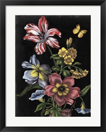 Framed Dark Floral I Print