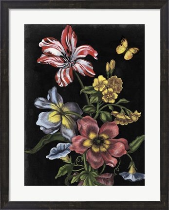 Framed Dark Floral I Print