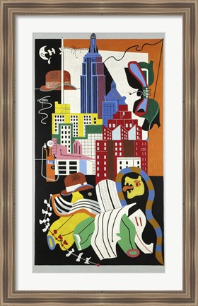 Framed New York Mural, 1932 Print