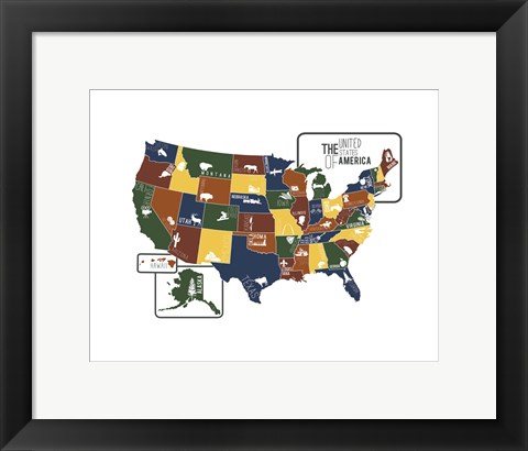 Framed USA Map Print