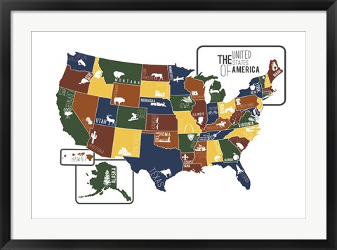 Framed USA Map Print