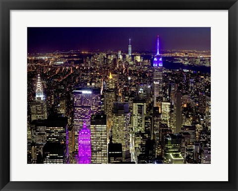 Framed Midtown and Lower Manhattan at Night Print