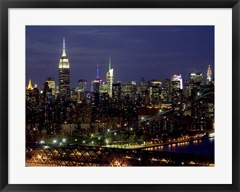 Framed Midtown Manhattan at Night 1 Print