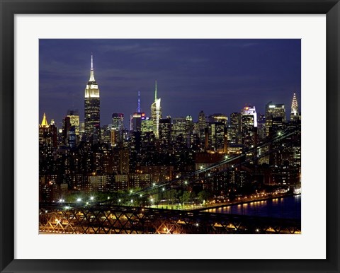 Framed Midtown Manhattan at Night 1 Print