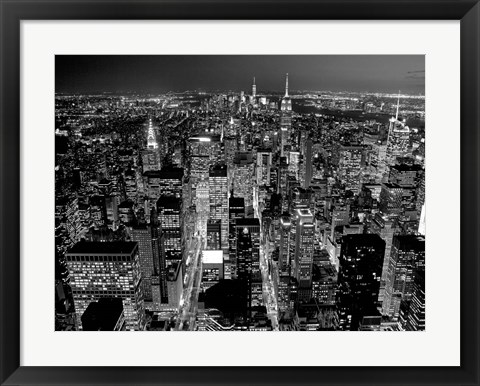 Framed Midtown Manhattan at Night 2 Print