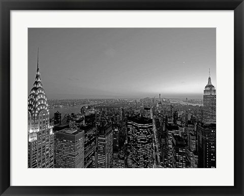 Framed Midtown and Lower Manhattan at dusk Print