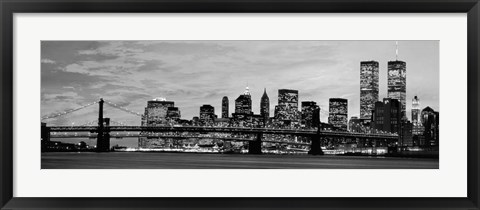 Framed Manhattan at Night BW Print