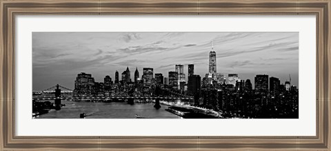 Framed Lower Manhattan at dusk Print