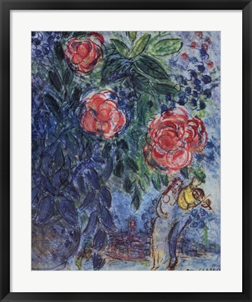 Framed Flowers and Lovers Print