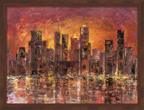 Framed Sunset in New York Print