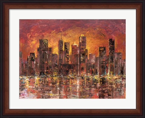 Framed Sunset in New York Print