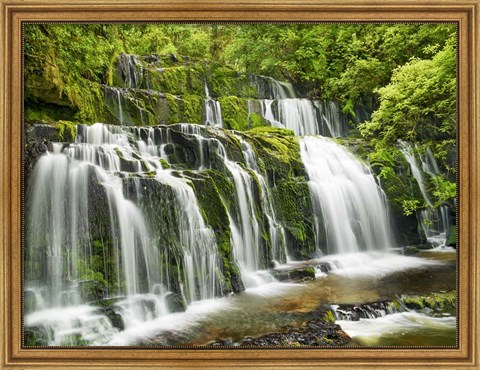 Framed Waterfall Purakaunui Falls, New Zealand Print