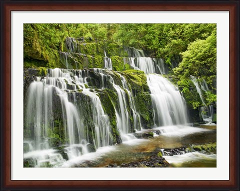 Framed Waterfall Purakaunui Falls, New Zealand Print