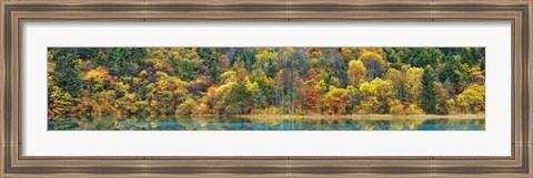 Framed Lake and Forest in Autumn, China Print