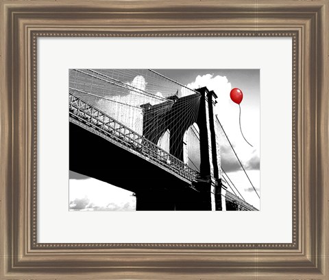 Framed Balloon over Brooklyn Bridge Print