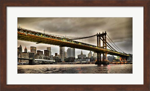 Framed Manhattan Bridge and New York City Skyline, NYC Print