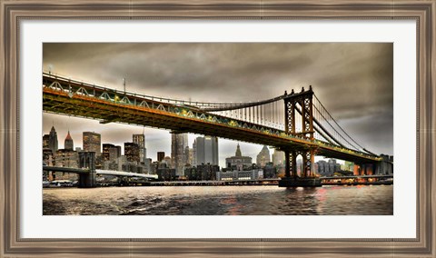 Framed Manhattan Bridge and New York City Skyline, NYC Print