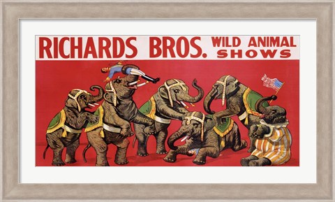 Framed Richards Bros. Wild Animal Shows, ca. 1925 Print