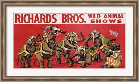 Framed Richards Bros. Wild Animal Shows, ca. 1925 Print