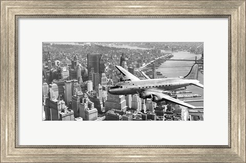 Framed Flying over Manhattan, NYC Print