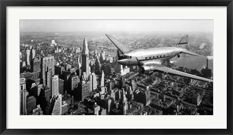 Framed DC-4 over Manhattan, NYC Print