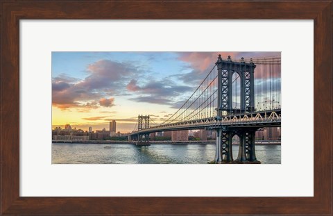 Framed Manhattan Bridge at Sunset, NYC Print