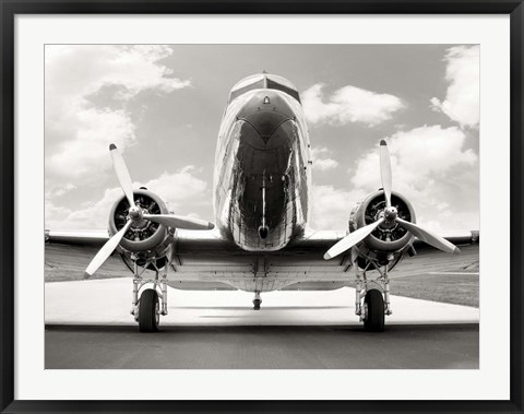 Framed Vintage DC-3 in air field Print