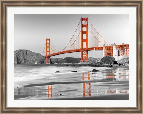 Framed Baker Beach and Golden Gate Bridge, San Francisco 1 Print