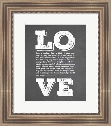 Framed Corinthians 13:4-8 Love is Patient - Chalkboard Print