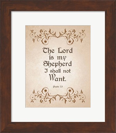 Framed Psalm 23 The Lord is My Shepherd - Brown Print