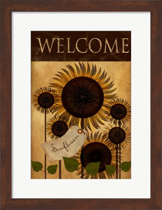 Framed Sunflowers Welcome Print