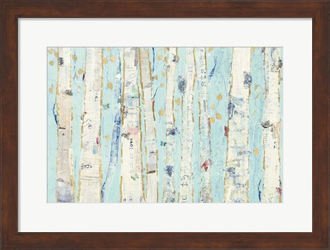 Framed Far From Blue III Gold Leaves Print