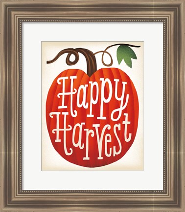 Framed Harvest Time Happy Harvest Pumpkins Print