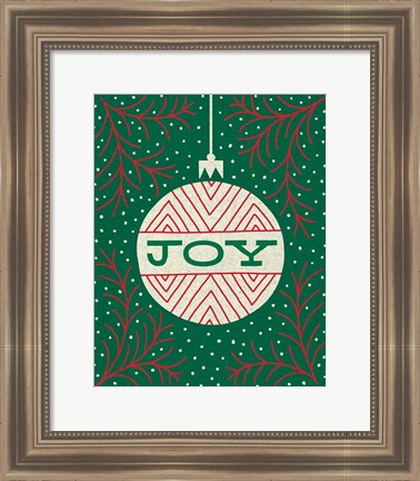 Framed Jolly Holiday Ornaments Joy Print