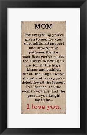 Framed Mom I Love You 4 Print