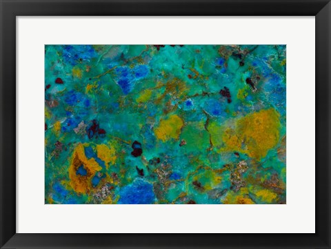 Framed Blue Cliff Chrysocolla Print